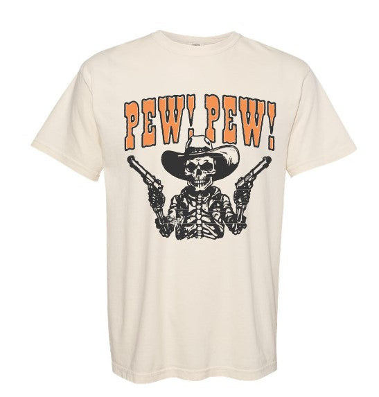 Pew Pew Vintage Skelton Cowboy T-shirt
