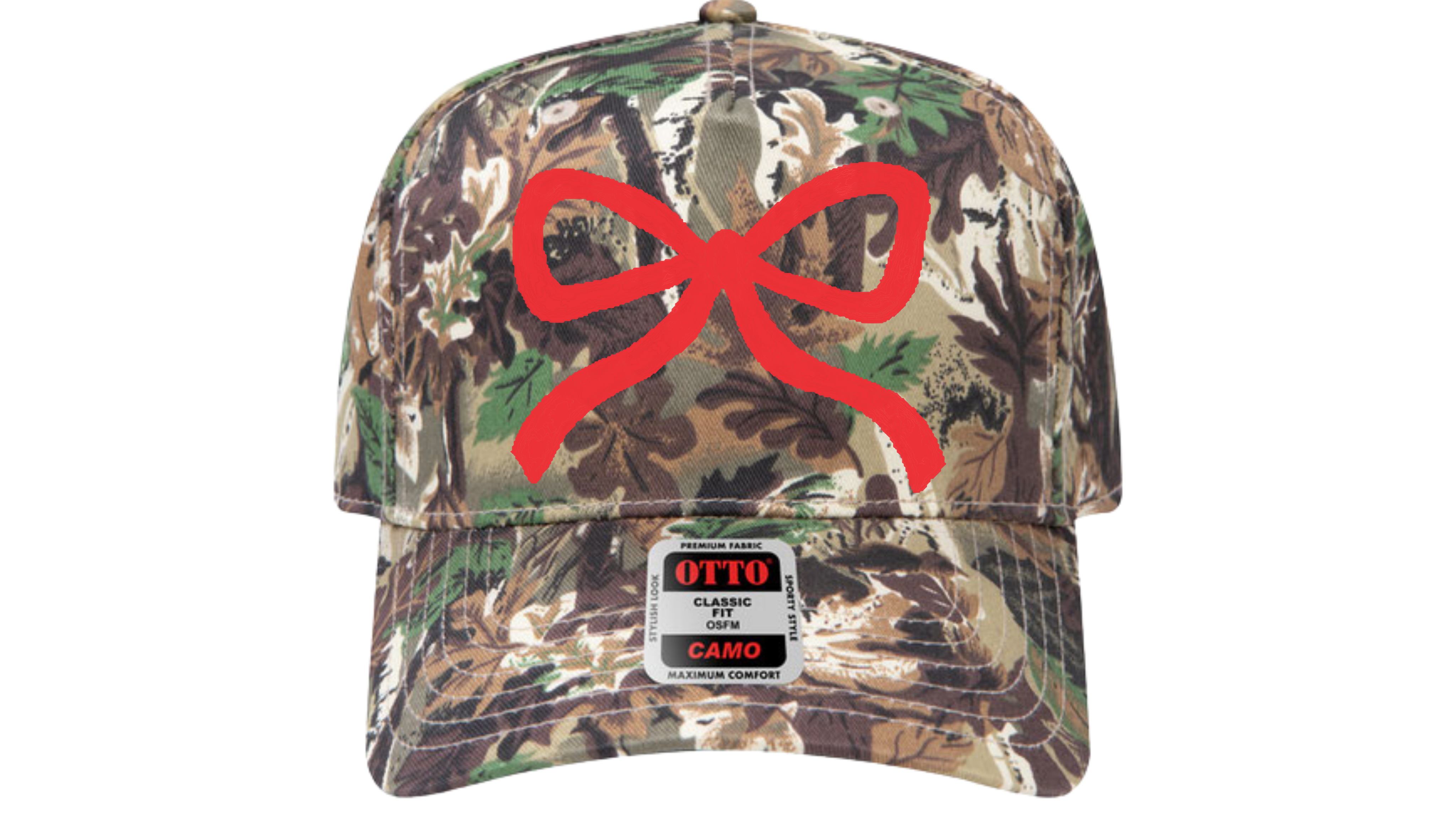 Camo Bow 3D Embroidery Puff Holiday Trucker